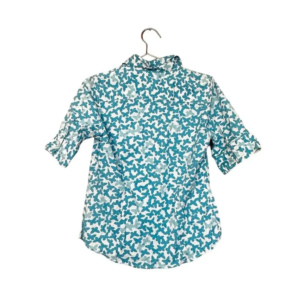 L.L.Bean Butterfly Button-Front Short Sleeve Shirt - Small
